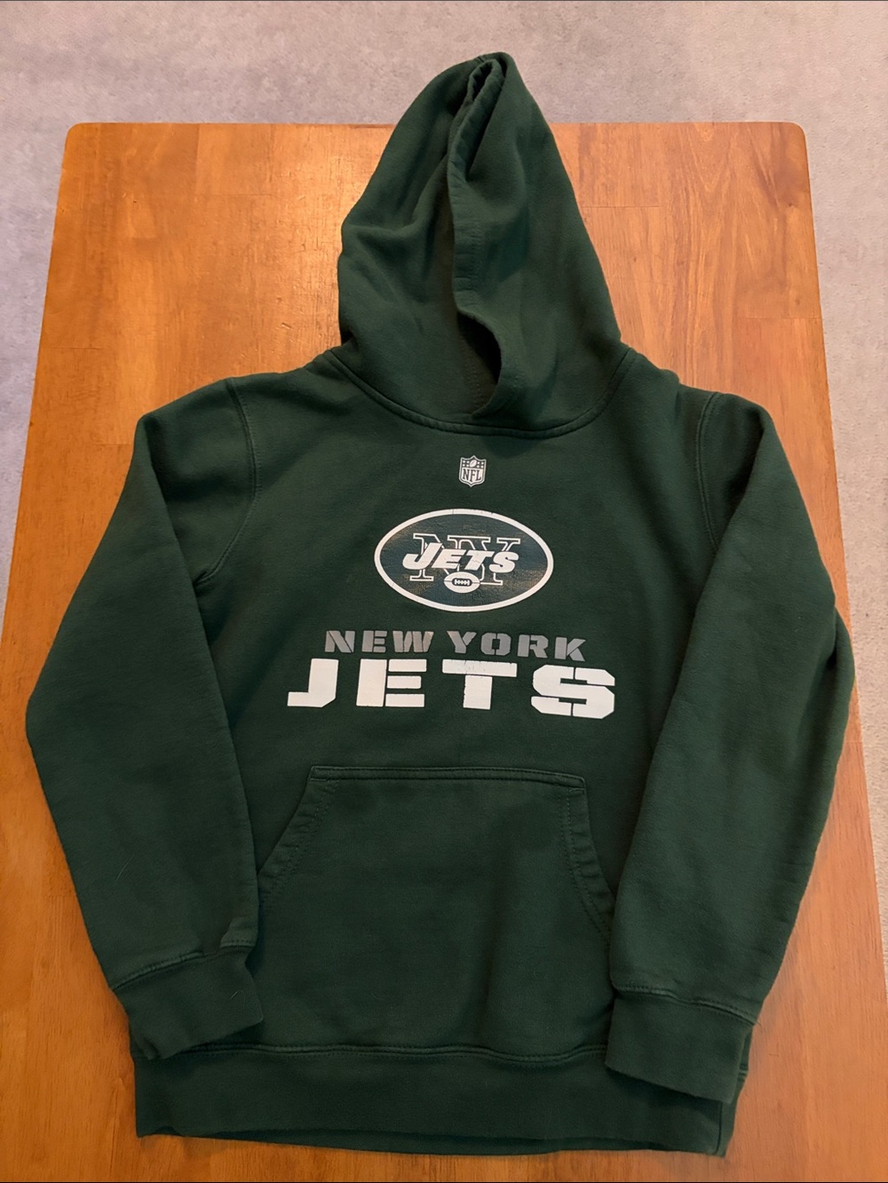 Team Apparel Green Hoodie with White New York Jets Logo